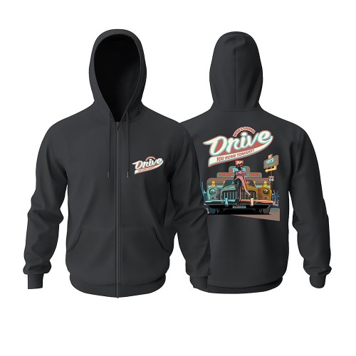 Drive Car Fermuarlı Hoodie