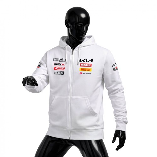 KIA Racing Team White Edition Fermuarlı Hoodie