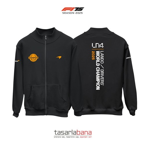 Lando Norris World Champion 2025 - Black Edition Fermuarlı Hırka