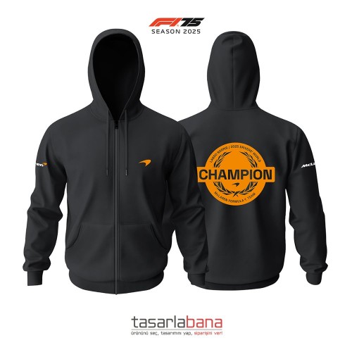 Lando Norris World Champion 2025 - Black Edition v2 Fermuarlı Hoodie