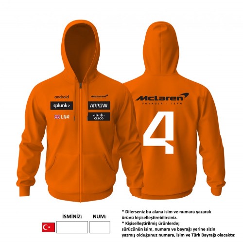 McLaren F1 Team : Orange Edition 2023 Fermuarlı Hoodie