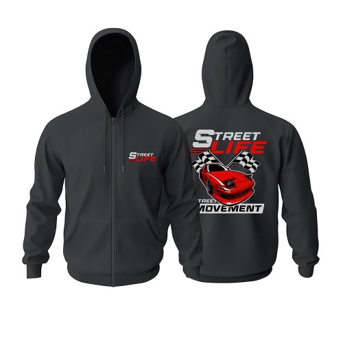Street Life Fermuarlı Hoodie