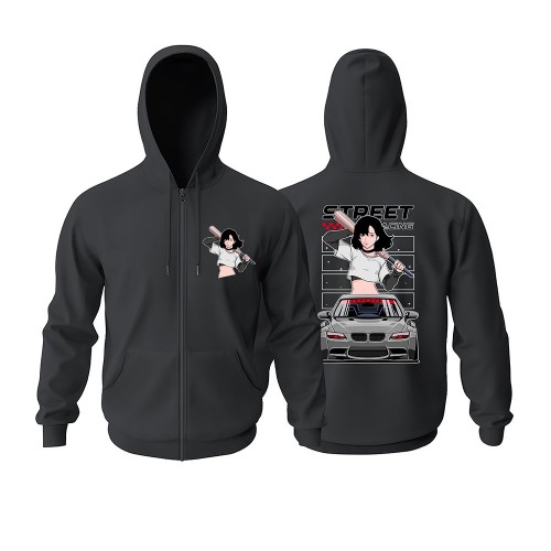 Street Racing M Fermuarlı Hoodie