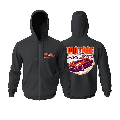 Vintage Culture Fermuarlı Hoodie