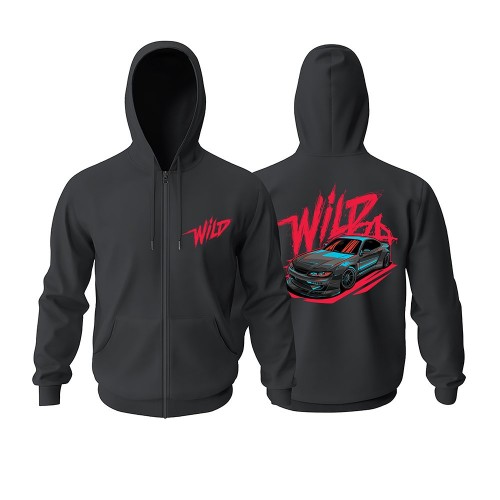 Wild Car Fermuarlı Hoodie